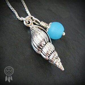 Seashell & Beach Glass Pendant Necklace